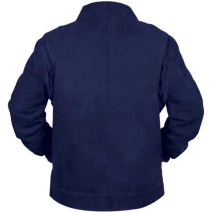 The Beast in Me Matthew Rhys Blue Suede Leather Jacket