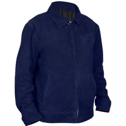 The Beast in Me Matthew Rhys Blue Suede Leather Jacket