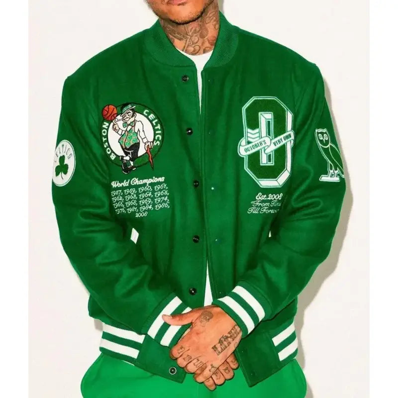 OVO Boston Celtics Green Wool Varsity Jacket