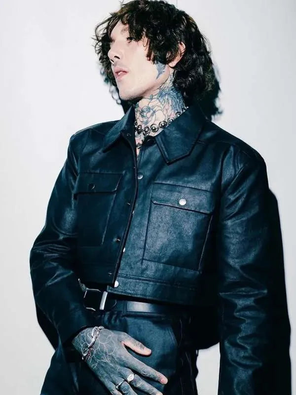 Oli Sykes BRIT Awards 2024 Black Leather Jacket Max Jackets