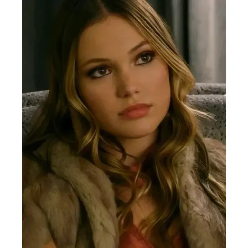 Olivia Holt Jingle Bell Heist 2025 Brown Fur Coat