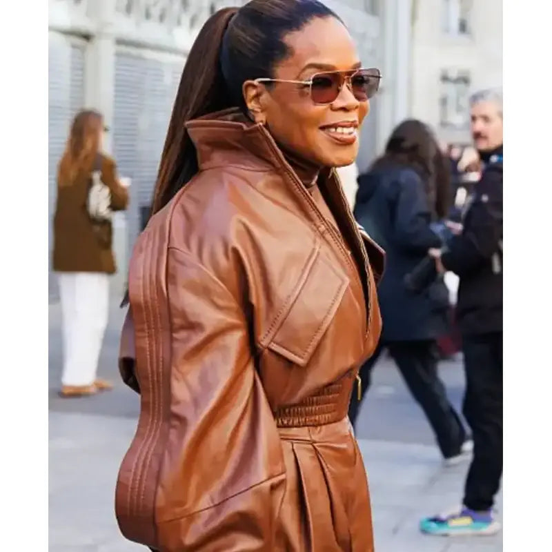 Oprah Winfrey Paris Fashion Week Leather jumpsuit
