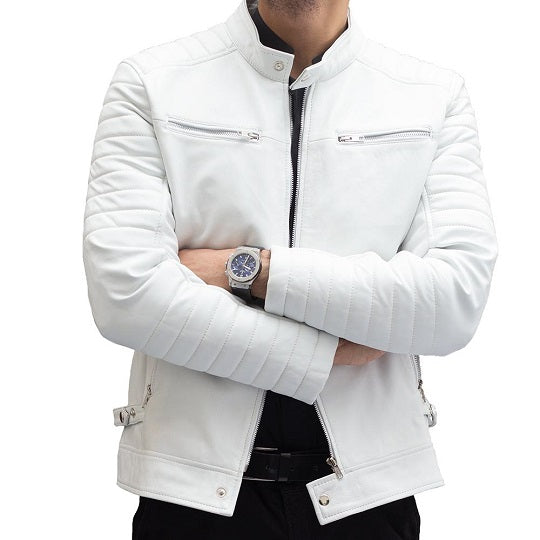 Pearl White Leather Jacket Max Jackets