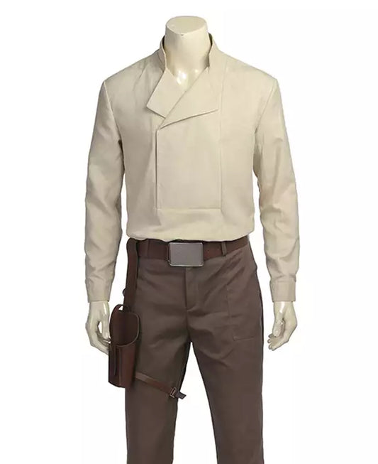 Men's Beige Linen Shirt – Double Breasted Style