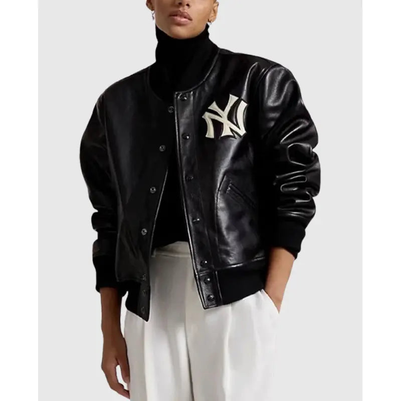 Polo Ralph Lauren Yankees Black Leather Jacket