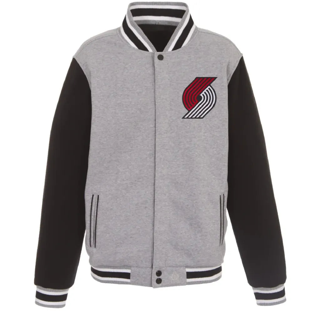 Portland Trail Blazers Wool Varsity Jacket Gray & Black Max Jackets