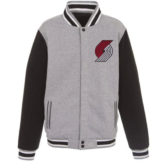 Portland Trail Blazers Wool Varsity Jacket Gray & Black Max Jackets