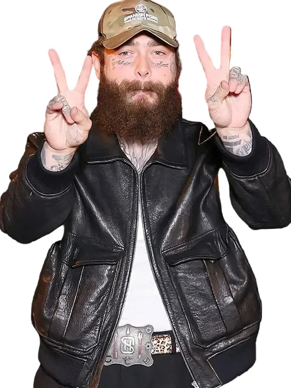 Re-created Post Malone 2026 black celebrity jacket