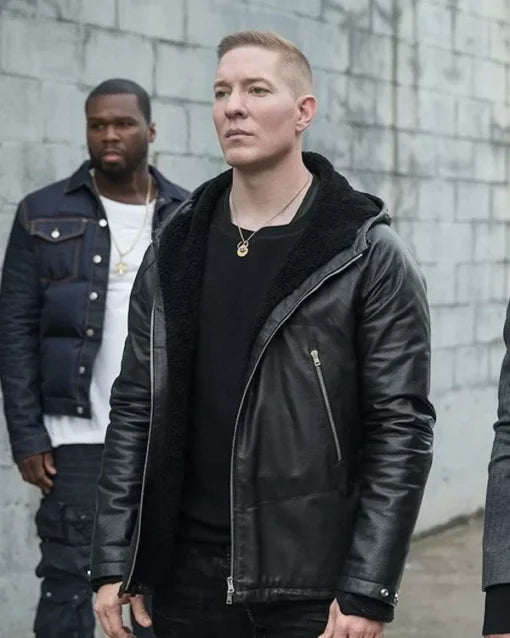 Power Tommy Egan Hooded Black Leather Jacket