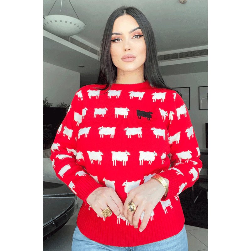 Princess Diana Black Sheep Red Sweater