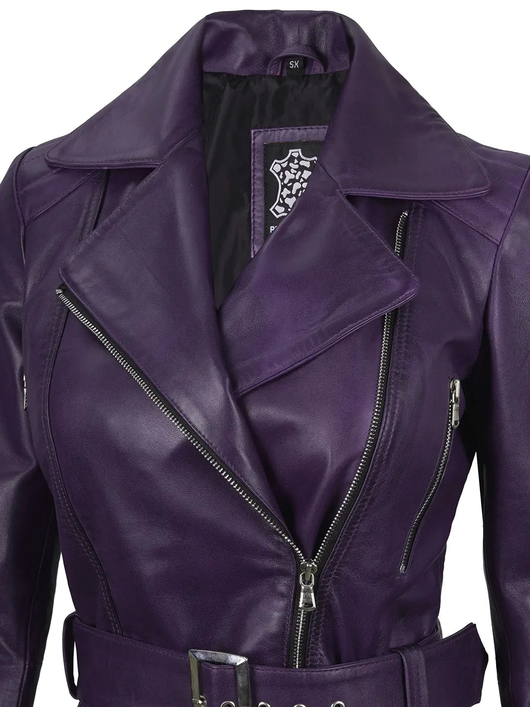 Women's Purple Asymmetrical Leather Biker Style Jacket