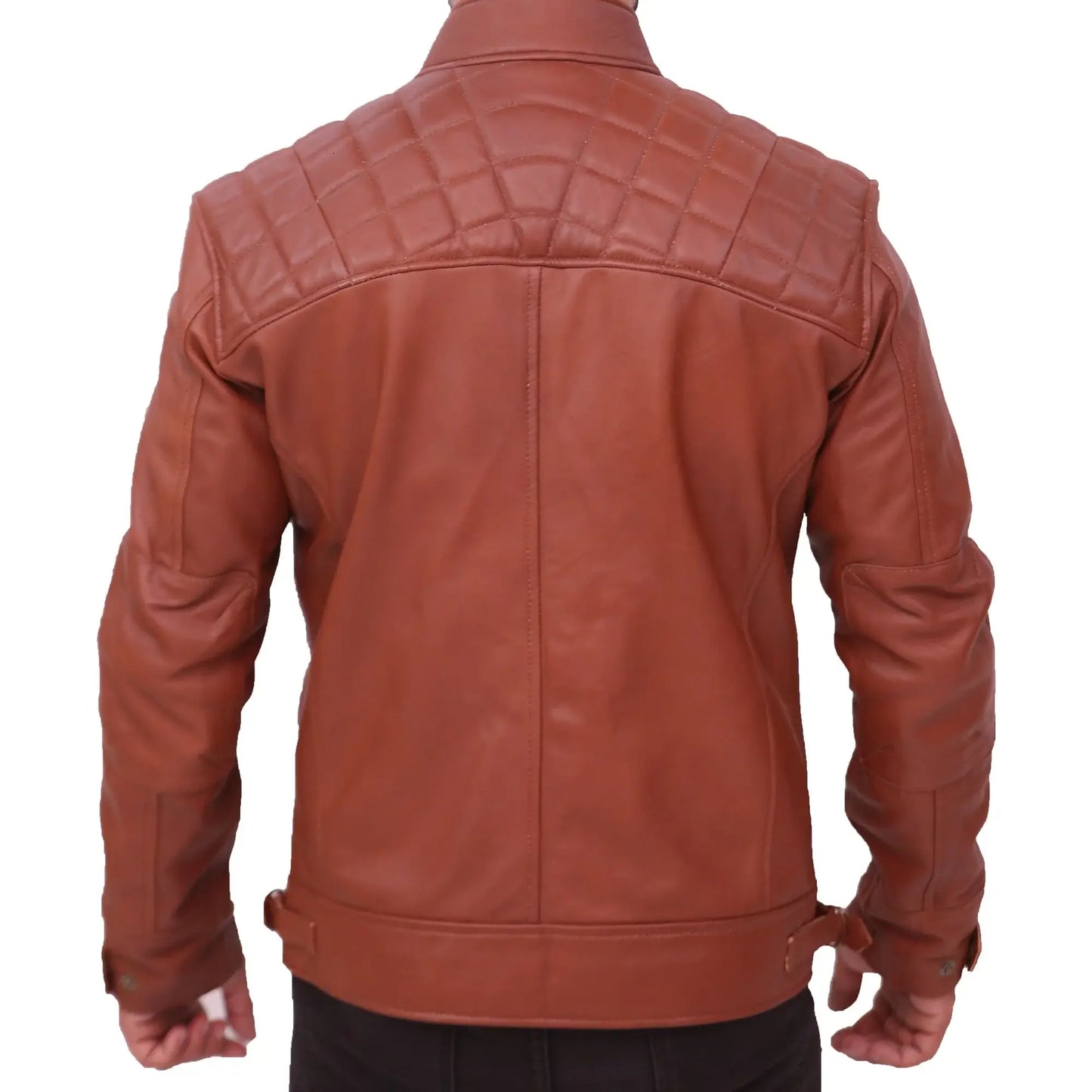 Quilted Men's Brown Vintage Moto Riding Leather Jacket Max Jackets