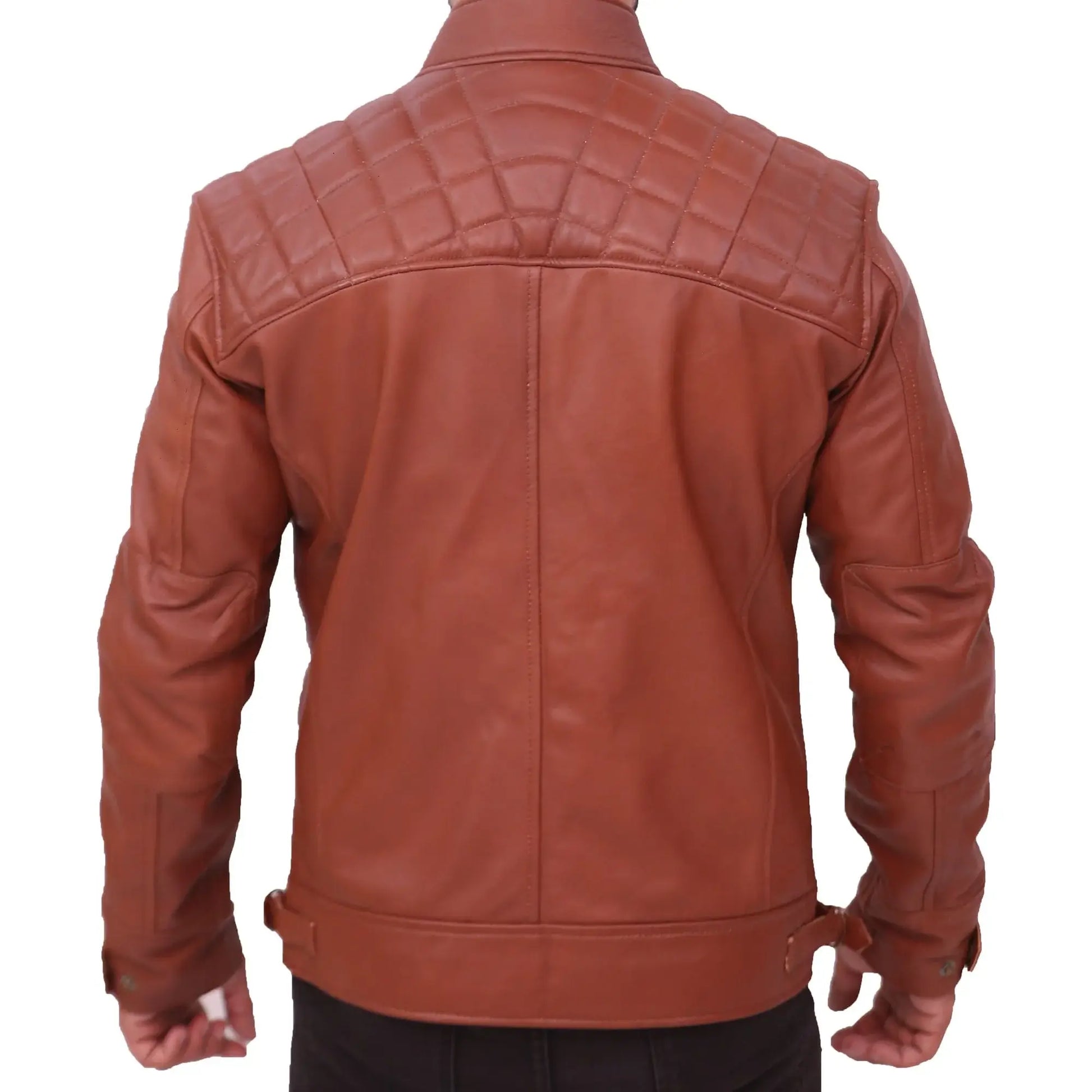 Quilted Men's Brown Vintage Moto Riding Leather Jacket Max Jackets