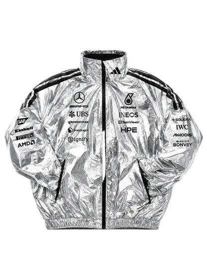 AMG Petronas silver racing jacket front view