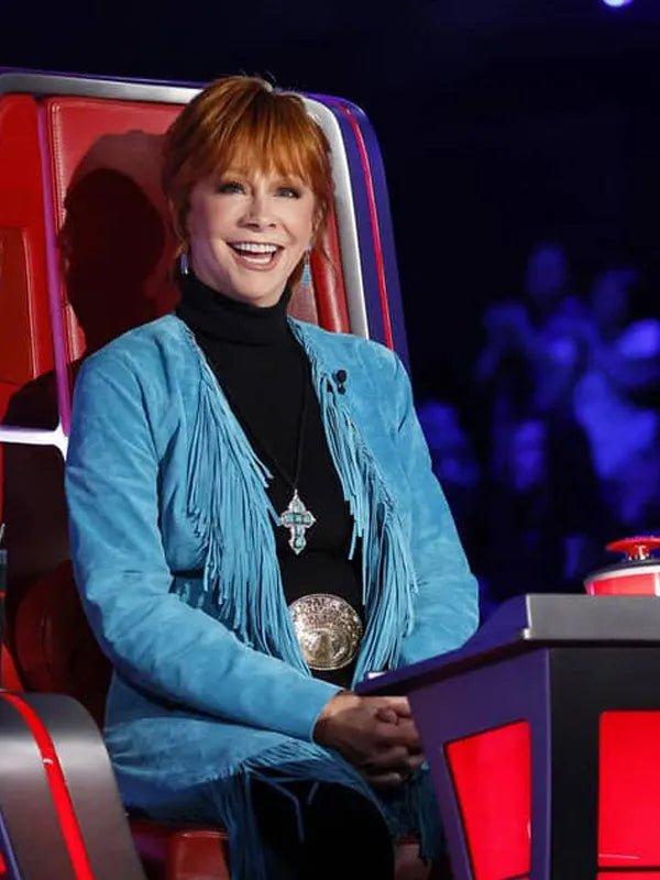 The Voice S28 Reba McEntire Blue Fringe Coat