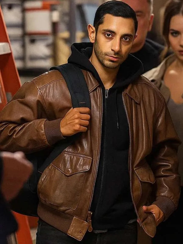 Relay 2025 Riz Ahmed Brown Leather Jacket