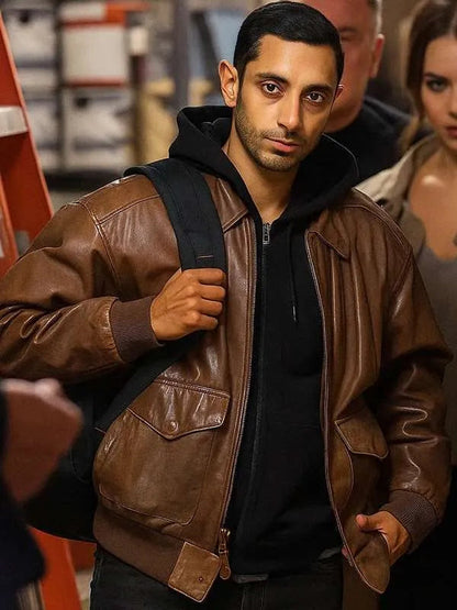 Relay 2025 Riz Ahmed Brown Leather Jacket Max Jackets
