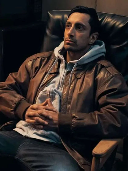 Relay 2025 Riz Ahmed Brown Leather Jacket Max Jackets
