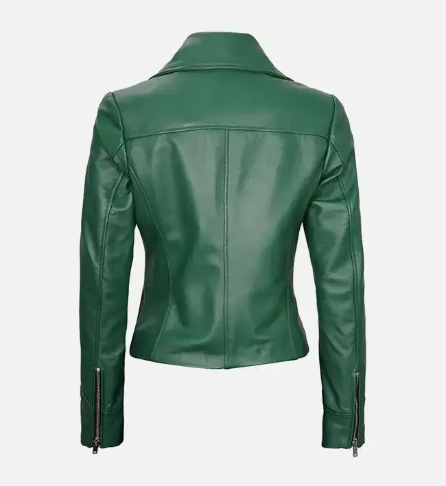 Rihanna Green Biker Pure Leather Jacket