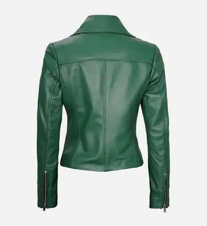 Rihanna Green Biker Pure Leather Jacket