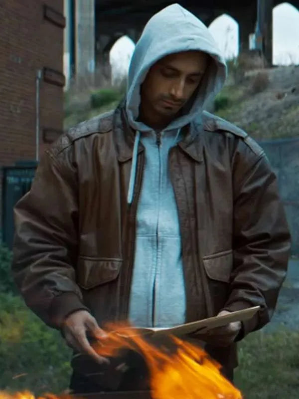 Relay 2025 Riz Ahmed Brown Leather Jacket