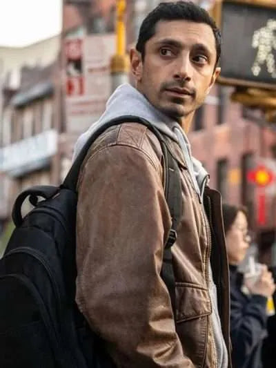 Relay 2025 Riz Ahmed Brown Leather Jacket