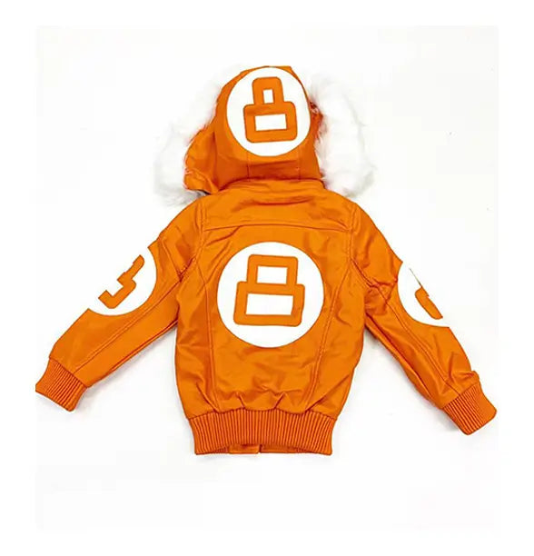 Robert Phillipe Kids Orange 8 Ball Leather Jacket Max Jackets