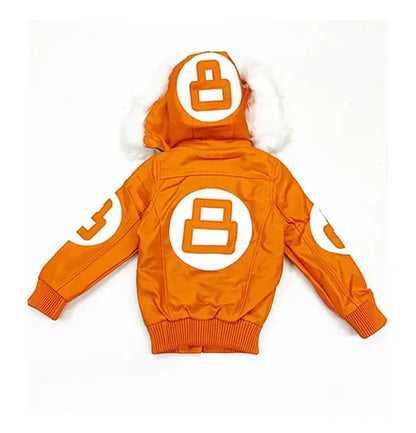 Robert Phillipe Kids Orange 8 Ball Leather Jacket Max Jackets