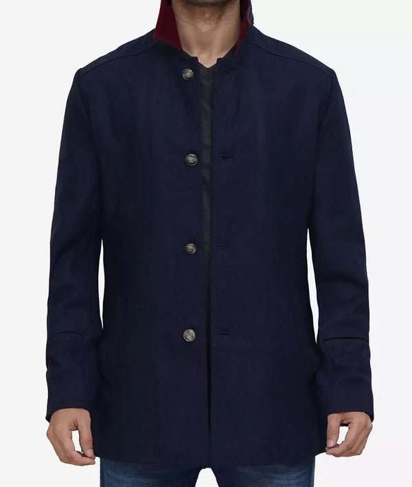Roy Mens Navy Blue Modern Fit Wool Car Coat Max Jackets