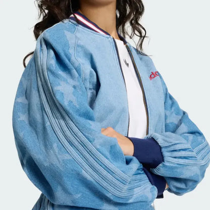 SST Denim Graphic Bomber Jacket