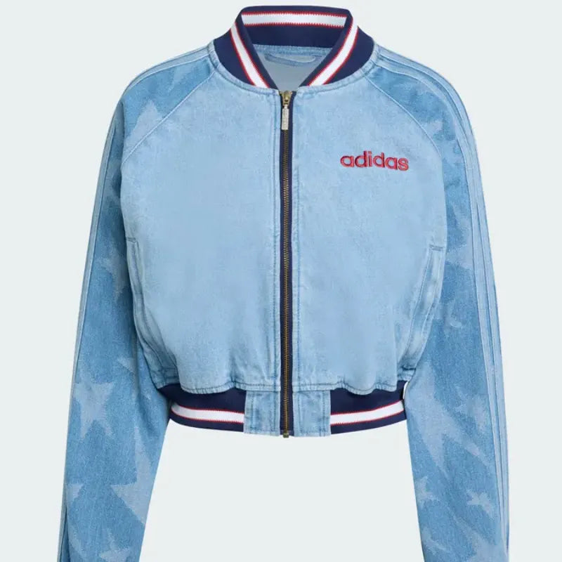 SST Denim Graphic Bomber Jacket