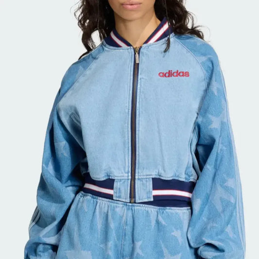 SST Denim Graphic Bomber Jacket