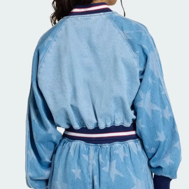 SST Denim Graphic Bomber Jacket