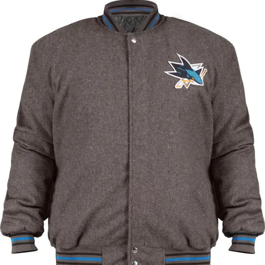 San Jose Sharks Gray Varsity Jacket