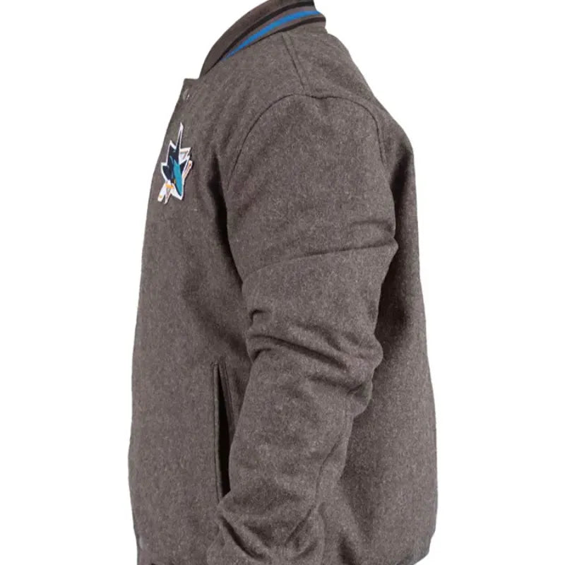San Jose Sharks Gray Varsity Jacket