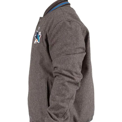 San Jose Sharks Gray Varsity Jacket