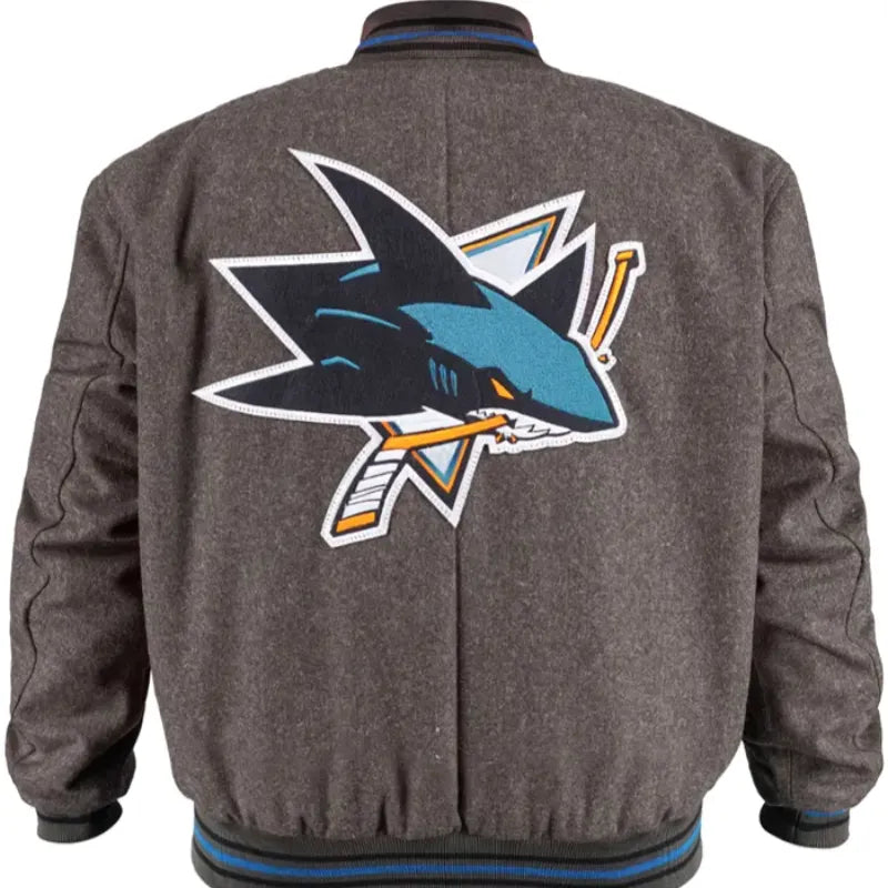 San Jose Sharks Gray Varsity Jacket