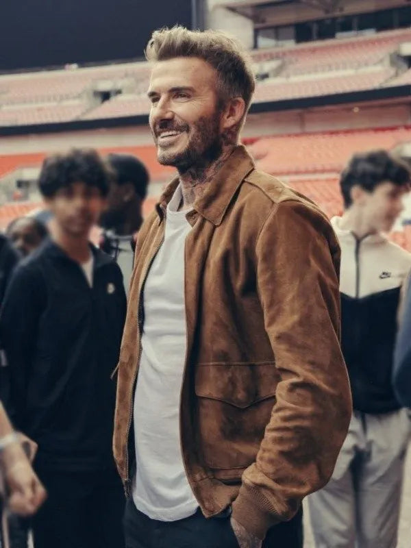 Save Our Squad David Beckham Suede Leather Jacket Max Jackets