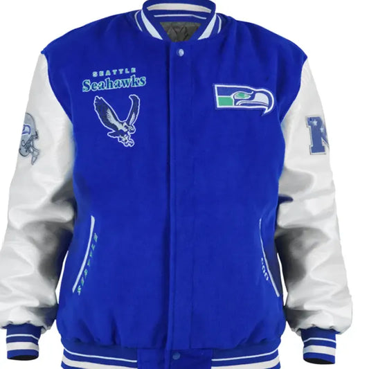 Seattle Seahawks Throwback Blue Varsity Jacket