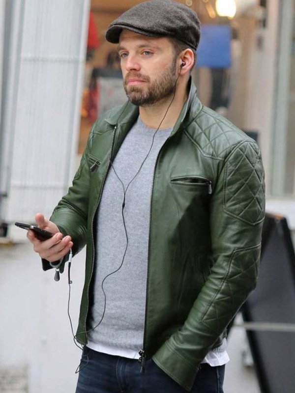 Sebastian Stan Green Leather Jacket Max Jackets