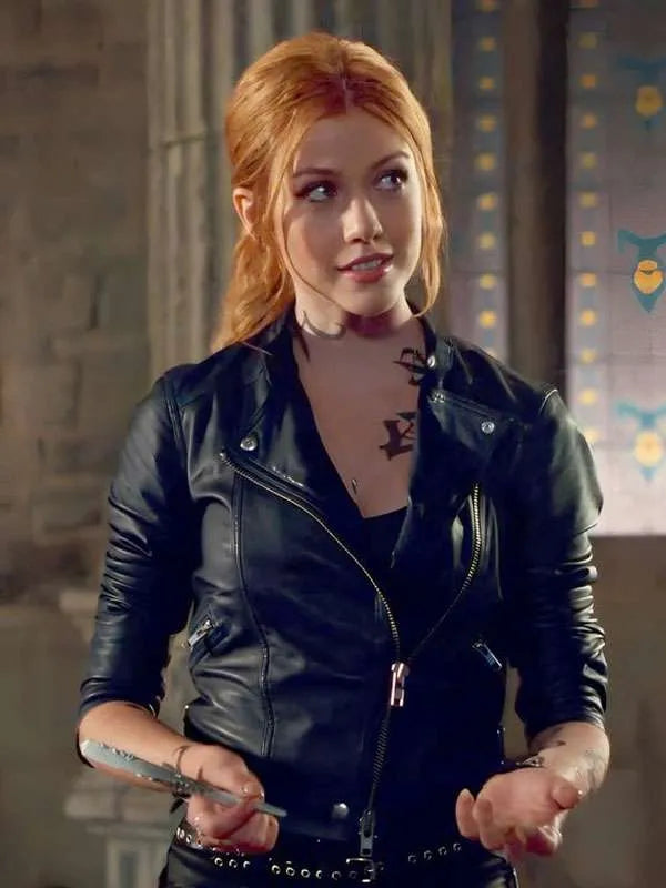 Clary Fray Shadowhunters S03 Black Leather Jacket Max Jackets