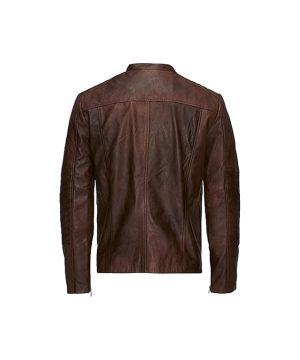 Mens Waxed Sheepskin Leather Jacket Camel Brown Max Jackets
