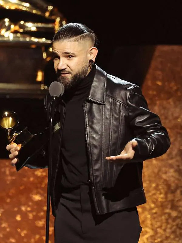 Skrillex Grammy Awards 2024 Black Leather Jacket Max Jackets