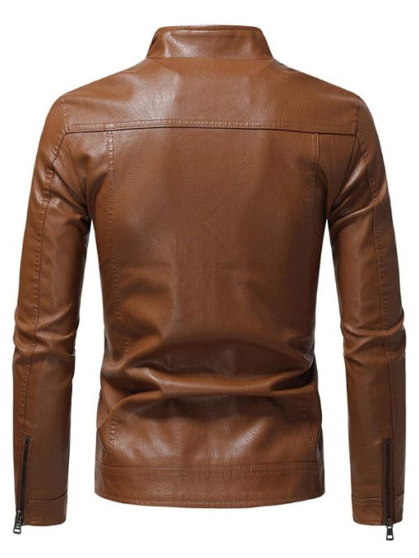 Slim Fit Style Brown Leather Jacket Men Max Jackets