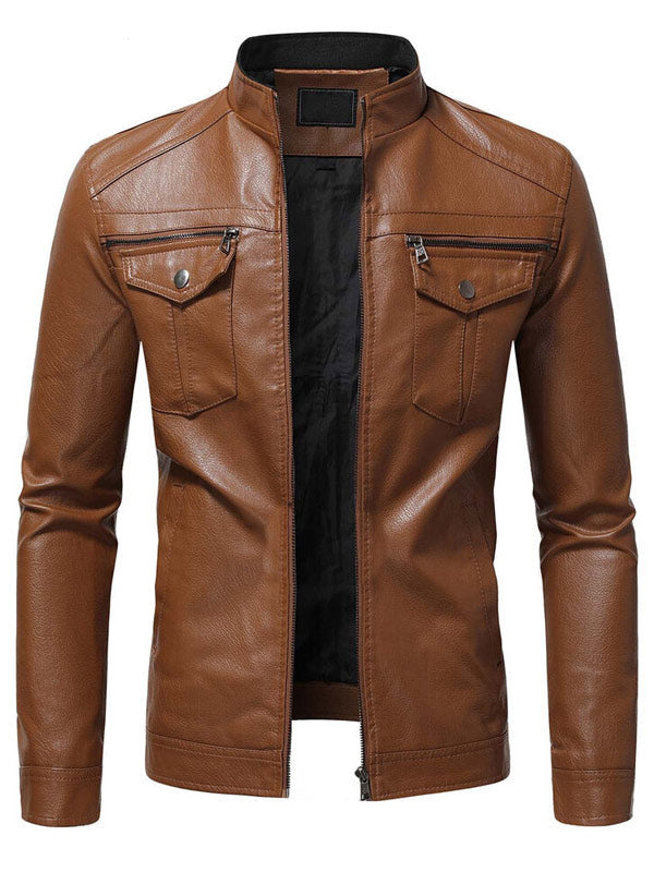 Slim Fit Style Brown Leather Jacket Men Max Jackets