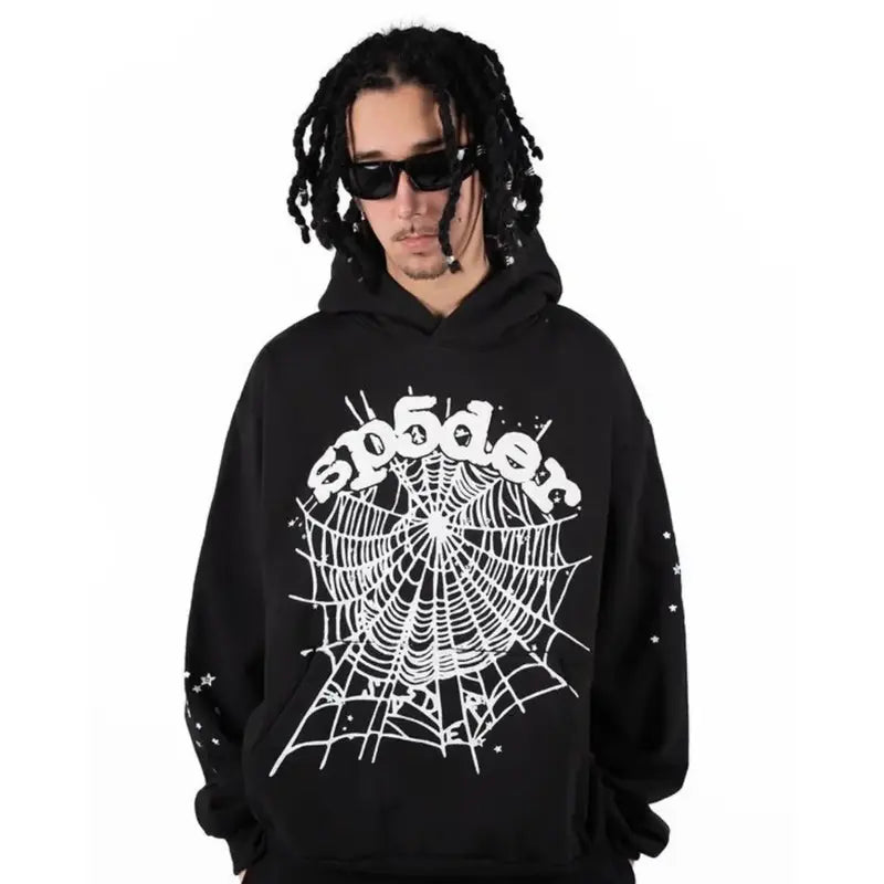Sp5der OG Web Black Hoodie Max Jackets