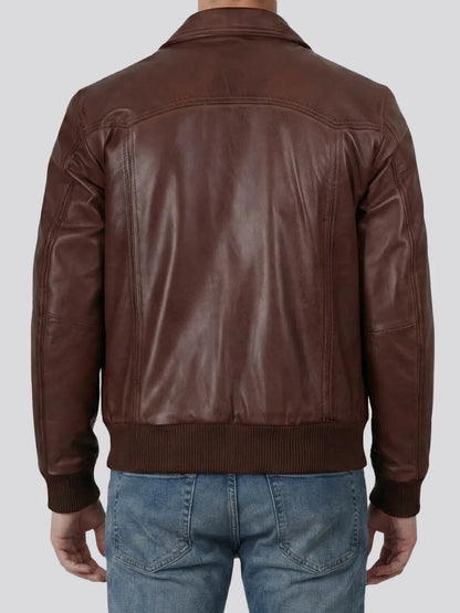 Men's Brown Bomber Leather Jacket
