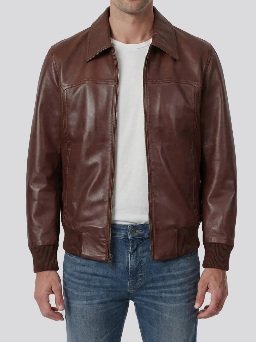 Men's Brown Bomber Leather Jacket