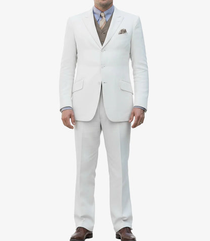Men's Off-White Three-Piece Suit – Peak Lapel Wedding & Formal Attire