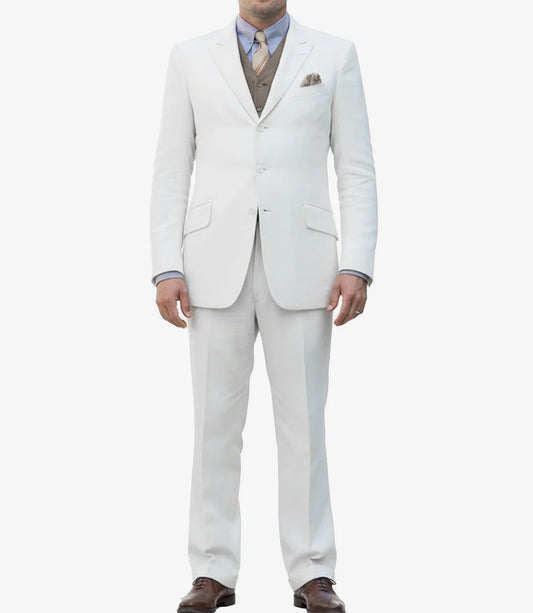 Men's Off-White Three-Piece Suit – Peak Lapel Wedding & Formal Attire
